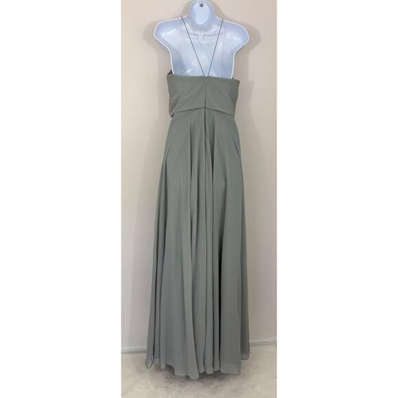 Jenny Yoo Mineral Gray Chiffon Maxi Dress NWT Size 4 ($285 Retail) - Picture 2 of 8